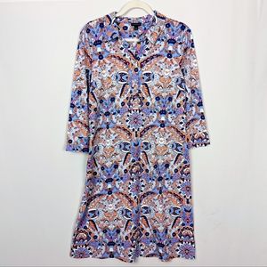 Talbots Multicolor Paisley Long Sleeve Dress
